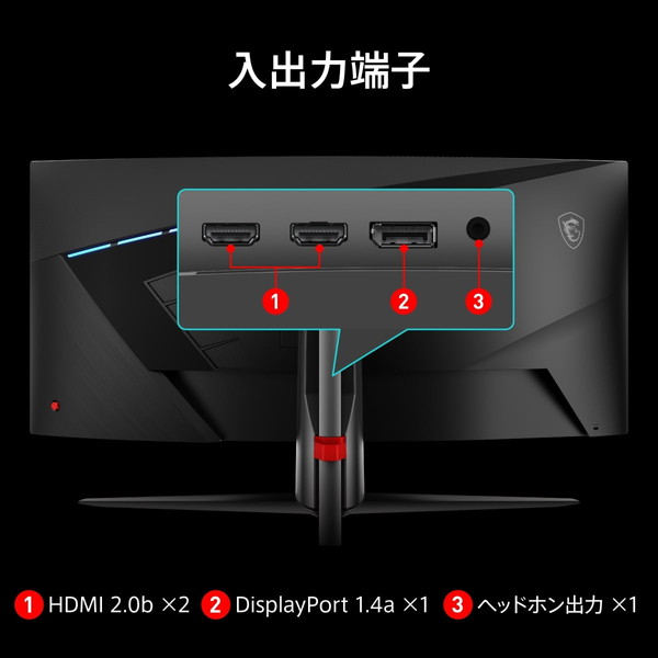 MSI ウルトラワイド 湾曲ゲーミングモニター MAG-345CQR 34インチ UWQHD（3,440 × 1,440） 180Hz VAパネル ノングレア