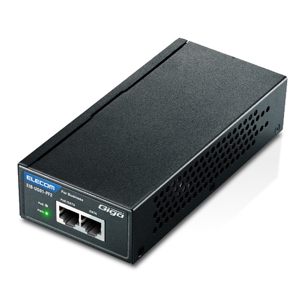 ELECOM エレコム EIB-UG01-PF2 法人向け POE インジェクター LANケーブル給電 2ポート スチール筐体 EU RoHS指令準拠(10物質) ブラック【キャンセル不可・北海道沖縄離島配送不可】