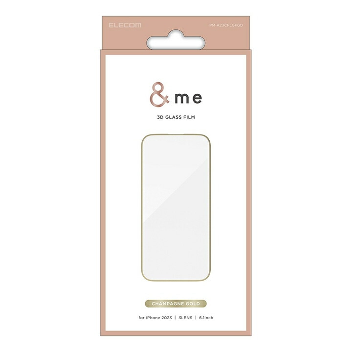 ELECOM エレコム PM-A23CFLGFGD iPhone 15 Pro ｶﾞﾗｽﾌｨﾙﾑ ﾌﾚｰﾑ付き 高透明 &Me ｼｬﾝﾊﾟﾝｺﾞｰﾙﾄﾞ【キャンセル不可・北海道沖縄離島配送不可】