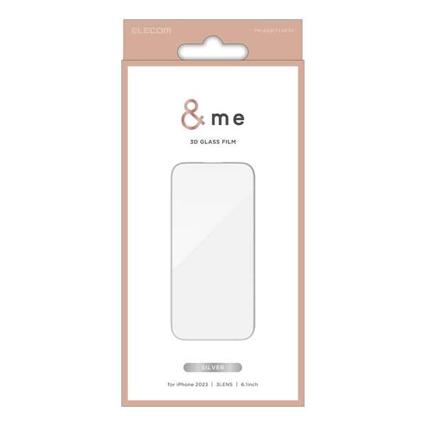 ELECOM エレコム PM-A23CFLGFSV iPhone 15 Pro ｶﾞﾗｽﾌｨﾙﾑ ﾌﾚｰﾑ付き 高透明 &Me ｼﾙﾊﾞｰ【キャンセル不可・北海道沖縄離島配送不可】