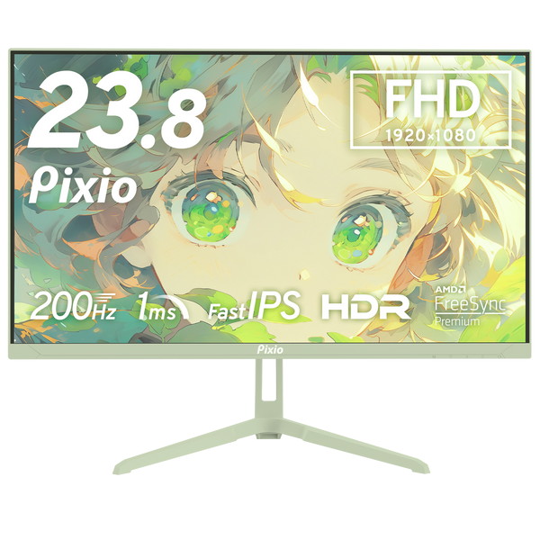 ゲーミングモニター Pixio PX248 Wave / Mint Green PX248WAVEMT-O 23.8インチ FHD 200Hz 1920x1080 入力端子:HDMIx1/DPx1 液晶ディスプレイ Hamee株式会社 【キャンセル不可・北海道沖縄離島配送不可】