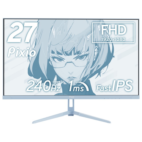 【12月26日発売予定】 Pixio ゲーミングモニター PX279 Wave Pastel Blue PX279WAVEB-O 27インチ 240Hz 1920×1080px 応答速度 1ms(GTG) 液晶ディスプレイ パステルピンク 【キャンセル不可・北海道沖縄離島配送不可】