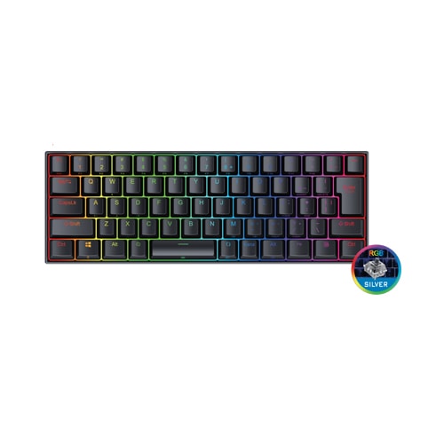 日本語ゲーミングキーボード タイムリー Timely K630RGB-JPTI 60％サイズ 銀軸メカニカルキー採用 本体TypeCコネクタ採用