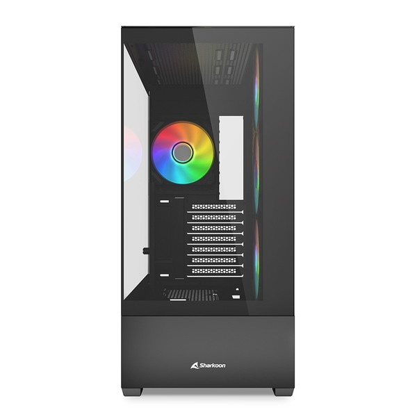 Sharkoon ミドルタワー PCケース SHA-AK6-RGB-BK 120mm RGBファン×4 標準搭載 ATX Micro ATX Mini-ITX 対応 ブラック 【キャンセル不可・北海道沖縄離島配送不可】