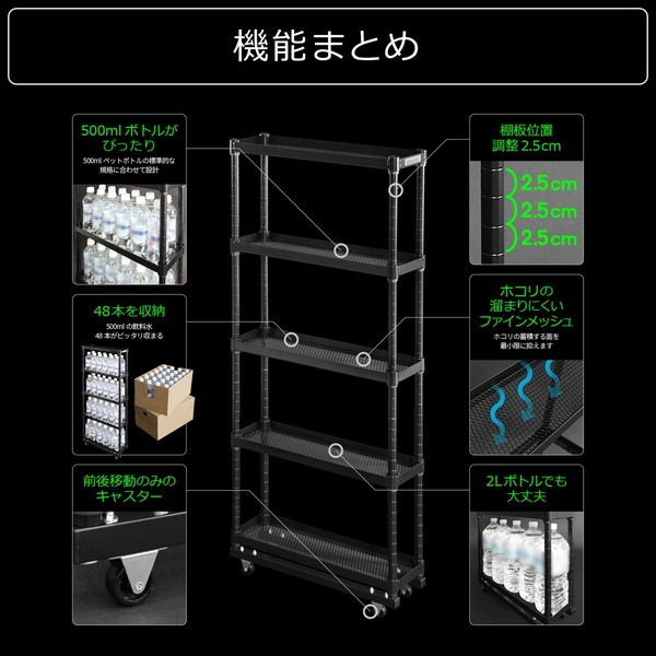 Bauhutte バウヒュッテ スリムボトルラック ブラック BHS-150-BK 【代引・日時指定・キャンセル不可・北海道沖縄離島配送不可】 -メーカー直送- ※メーカー在庫潤沢