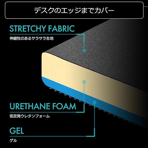 Bauhutte (バウヒュッテ) ビッグリストレスト エッジカバー BWR-480W 低反発クッション ブラック 黒 ワイド ロング仕様 ゲーマー向け 【代引・日時指定・キャンセル不可・北海道沖縄離島配送不可】 -メーカー直送- ※メーカー在庫潤沢