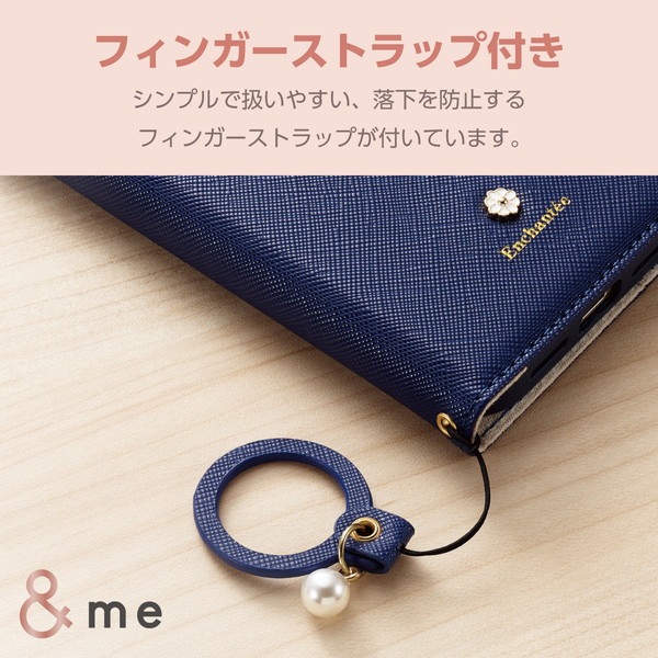 ELECOM エレコム PM-A23APLFJM2NV iPhone 15 ﾚｻﾞｰｹｰｽ 手帳型 磁石付き ﾘﾝｸﾞ付き &Me ﾈｲﾋﾞｰ【キャンセル不可・北海道沖縄離島配送不可】