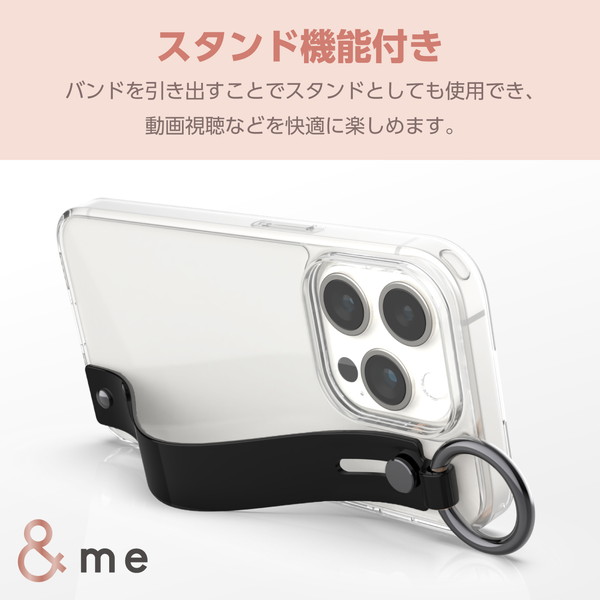 ELECOM エレコム PM-A23CHVHBBK iPhone 15 Pro ﾊｲﾌﾞﾘｯﾄﾞｹｰｽ ﾊﾝﾄﾞﾊﾞﾝﾄﾞ &Me ﾌﾞﾗｯｸﾊﾞﾝﾄﾞ ｽﾄﾗｯﾌﾟｼｰﾄ付属 ｸﾘｱ【キャンセル不可・北海道沖縄離島配送不可】