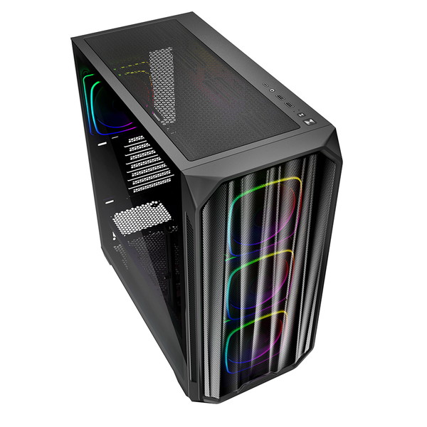 Sharkoon ミドルタワー PCケース AK5M RGB Black SHA-AK5M-RGB-BK メタルメッシュパネル 120mm ARGBファン×4 標準搭載 ATX mini-ITX micro ATX 対応 ブラック 【キャンセル不可・北海道沖縄離島配送不可】