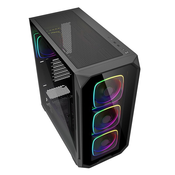 Sharkoon ミドルタワー PCケース AK5G RGB Black SHA-AK5G-RGB-BK 強化ガラスパネル 120mm ARGBファン×4 標準搭載 ATX mini-ITX micro ATX 対応 ブラック 【キャンセル不可・北海道沖縄離島配送不可】