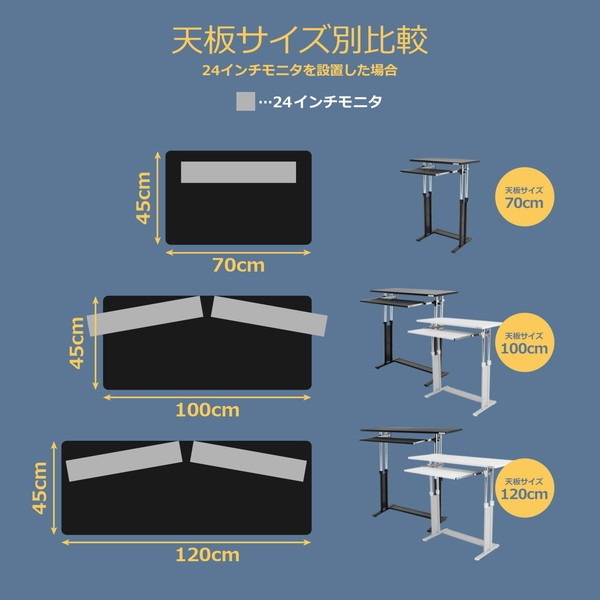 Bauhutte バウヒュッテ 昇降式 スタンディングデスク 幅120cm×奥行45cm BHD-1200H つや消し塗装 マットブラック 【代引・日時指定・キャンセル不可・北海道沖縄離島配送不可】 -メーカー直送- ※メーカー在庫潤沢