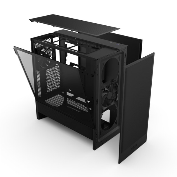 NZXT ミドルタワー PCケース H5 Flow (2024) CC-H52FB-01 120mmファンx2 標準搭載 ブラック 【キャンセル不可・北海道沖縄離島配送不可】