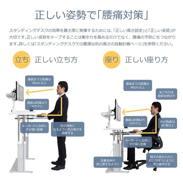 Bauhutte バウヒュッテ 昇降式 スタンディングデスク つや消し塗装 マットホワイト 幅120cm×奥行45cm BHD-1200H-WH 【代引・日時指定・キャンセル不可・北海道沖縄離島配送不可】 -メーカー直送- ※メーカー在庫潤沢