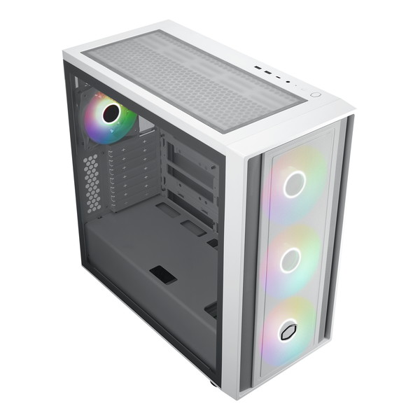 CoolerMaster 背面コネクターマザーボード対応140mmトリプルファン搭載ミドルタワーPCケース「MasterBox 600 White」 MB600-WGNN-S00 ホワイト 白【キャンセル不可・北海道沖縄離島配送不可】