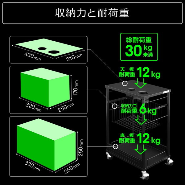 Bauhutte バウヒュッテ サイドワゴン ブラック 幅43×奥行き31×高さ65.5cm エナジーワゴン BHS-430EW-BK 【代引・日時指定・キャンセル不可・北海道沖縄離島配送不可】 -メーカー直送- ※メーカー在庫潤沢