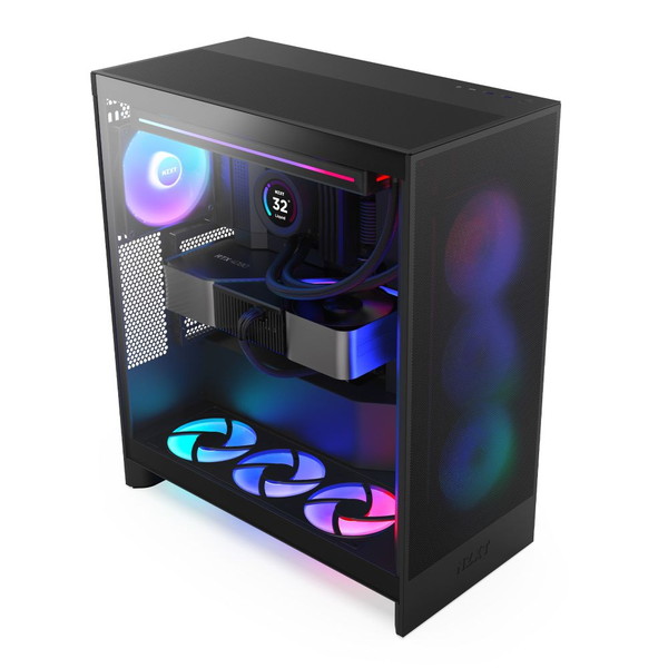 NZXT ミドルタワーPCケース H7FLOW RGB CM-H72FB-R1 ブラック 黒【キャンセル不可・北海道沖縄離島配送不可】