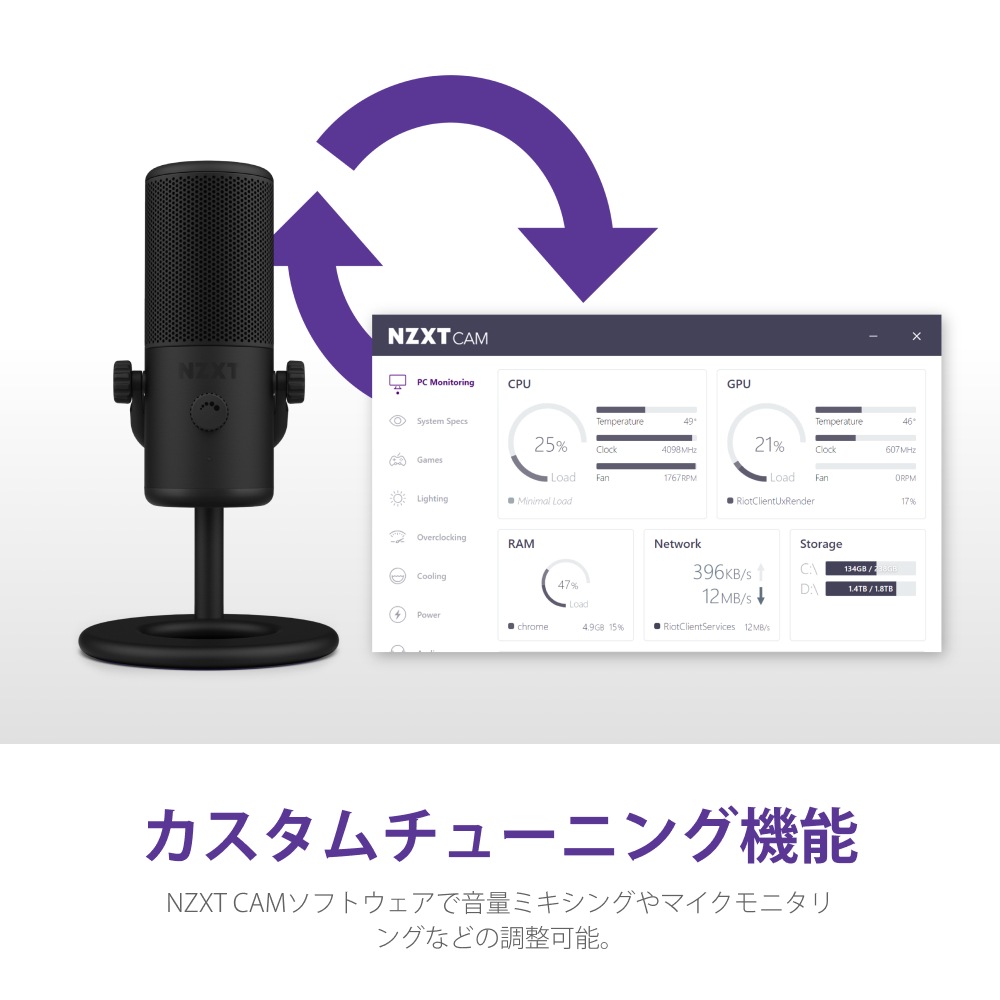 ゲーマー向けマイク NZXT CAPSULE MINI  AP-WMMIC-B1 【キャンセル不可・北海道沖縄離島配送不可】